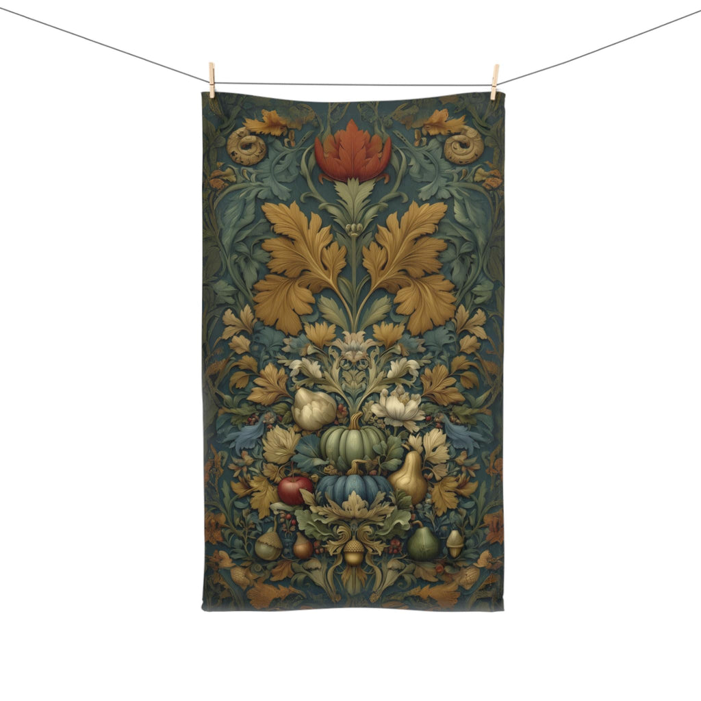 William Morris Inspired Hand Towel: Botanical Autumn Harvest for Cozy Fall Home Decor