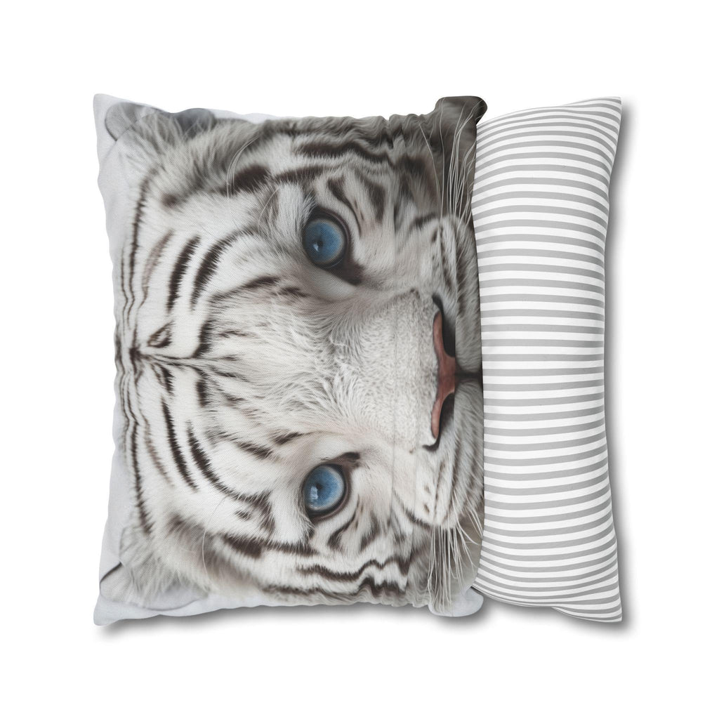 White Tiger Pillow Cover: Bold Wildlife Accent Cushion, Jungle Safari Decor