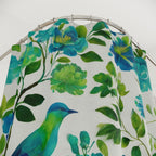 Elegant Chinoiserie Shower Curtain: Blue-Green Birds & Blossoms for Nature-Inspired Bath Decor