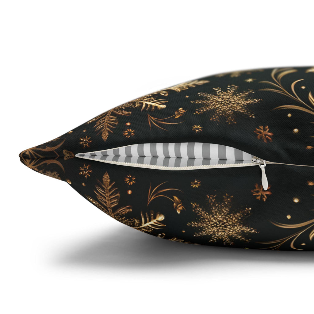 Elegant Emerald Poinsettia & Snowflake Euro Sham: Festive Holiday Pillow Cover (24x24, 26x26)