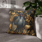 William Morris Autumn Pillow Cover: Botanical Thanksgiving Turkey Decor, Grey-Blue and Gold