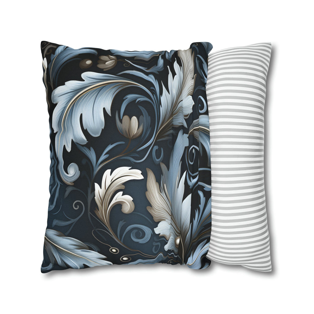 Blue Autumn Leaves Pillow Cover, Floral Pillowcase