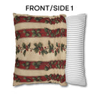 Striped Holly Christmas Pillow Cover: Red, Green, Cream Holiday Botanical Winter Decor
