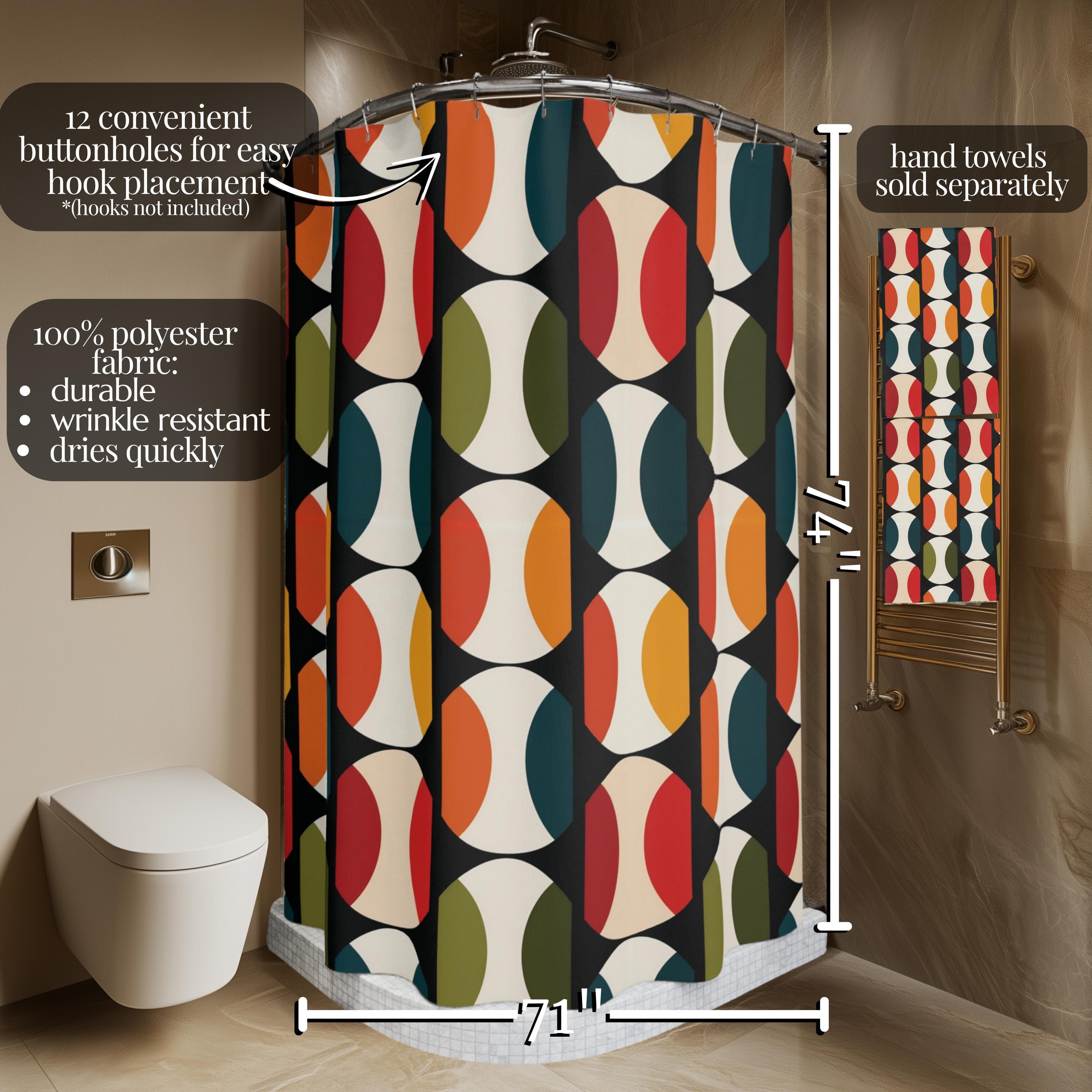 Bauhaus Shower Curtain: Retro Mid Century Modern  Bold Geometric Design