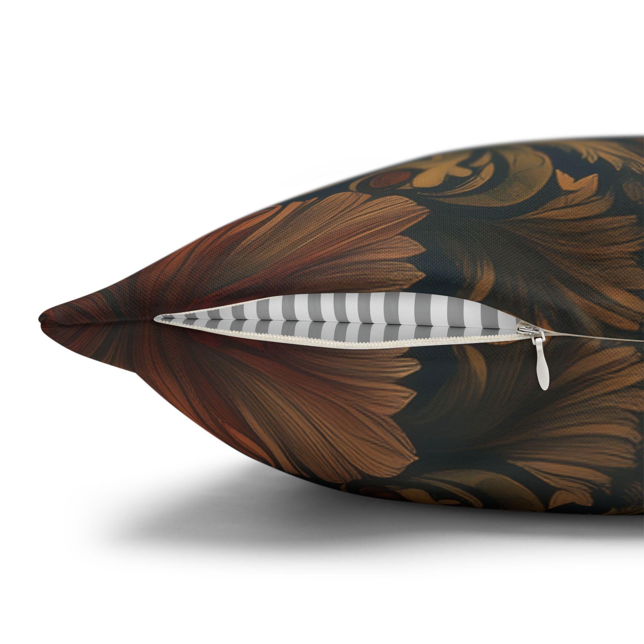 Coastal Christmas Pillow Cover: Tropical William Morris Tree, Red Gold Blue