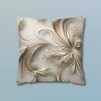 3D Rendered Elegant Christmas Ribbon Pattern Pillow Cover: Pale Gold and Silver Shimmer