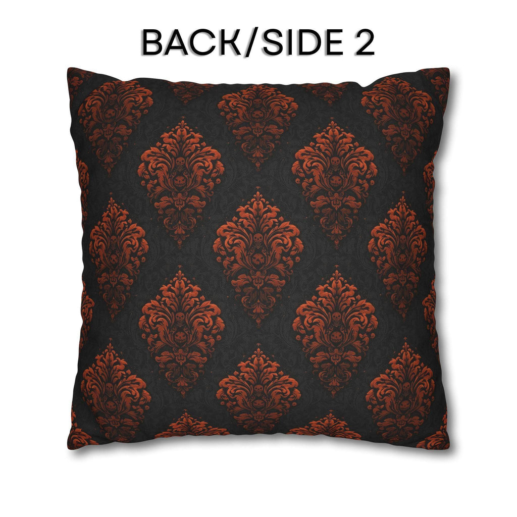 Halloween Damask Pillow Cover: Hidden Skulls in Black and Burnt Orange