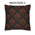 Halloween Damask Pillow Cover: Hidden Skulls in Black and Burnt Orange