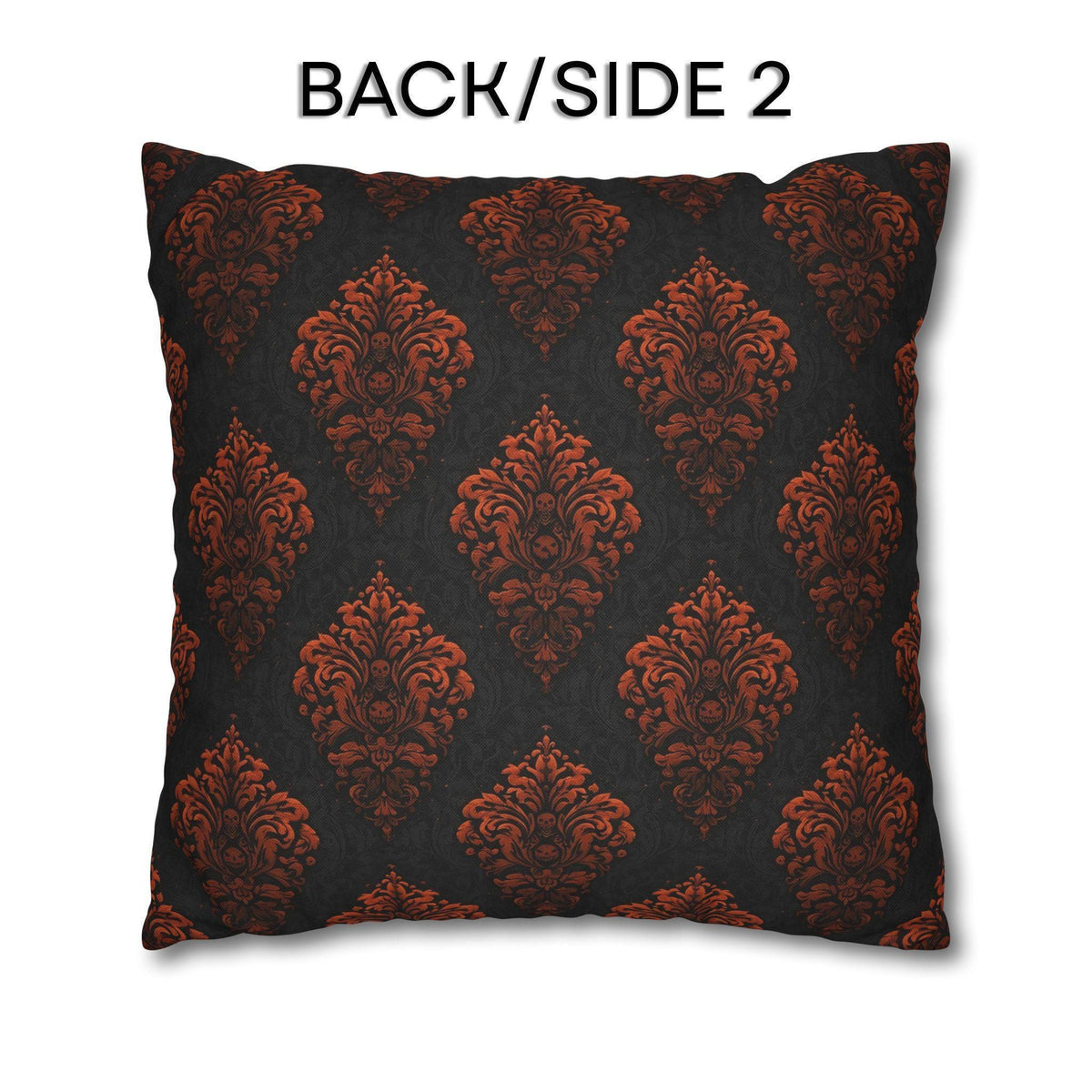 Halloween Damask Pillow Cover: Hidden Skulls in Black and Burnt Orange