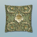 French Baroque Floral Pillow Cover: Sage Green & Gold Vintage Cushion