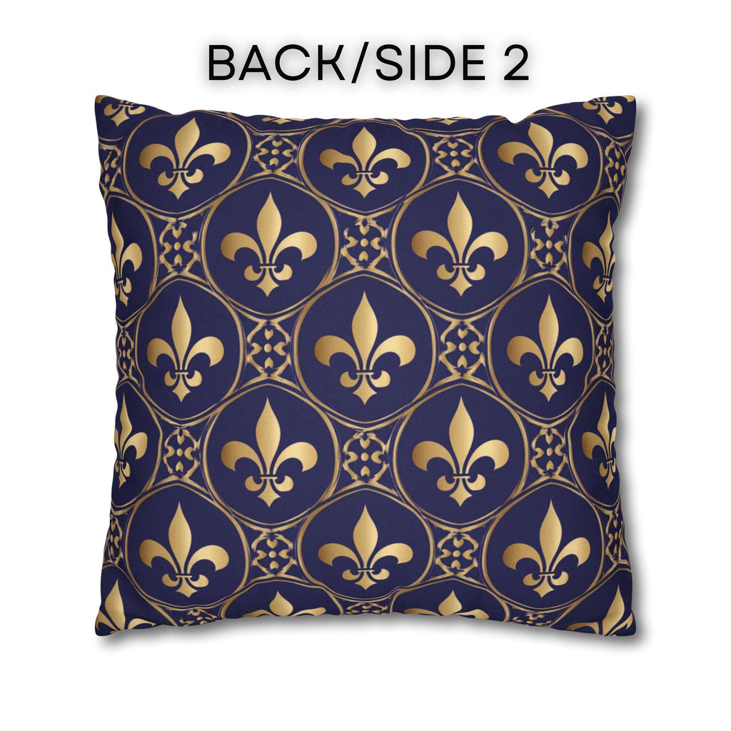 Blue Fleur de Lys Pillow Cover: Royal Gold French Heraldic Pattern