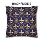 Blue Fleur de Lys Pillow Cover: Royal Gold French Heraldic Pattern