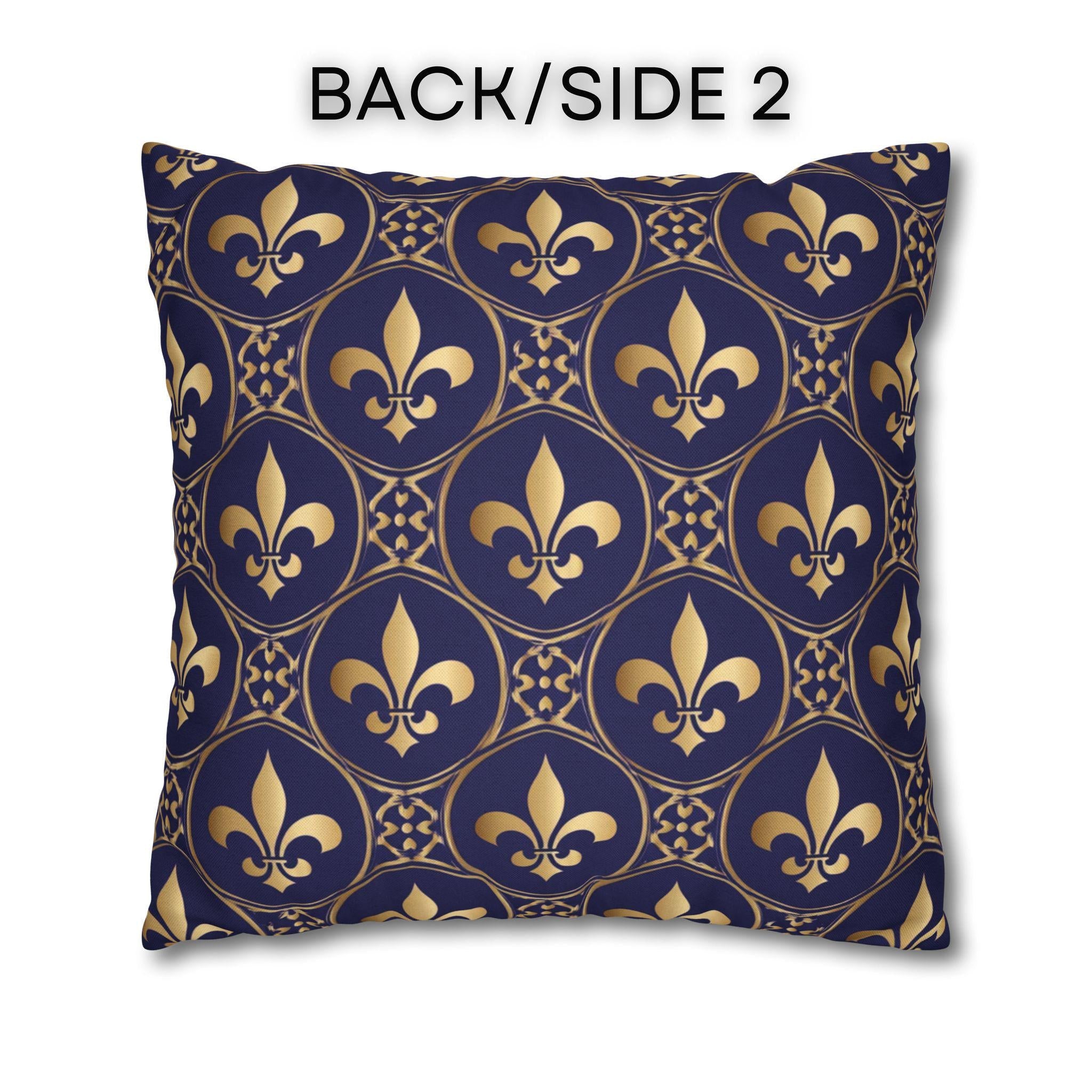 Blue Fleur de Lys Pillow Cover: Royal Gold French Heraldic Pattern