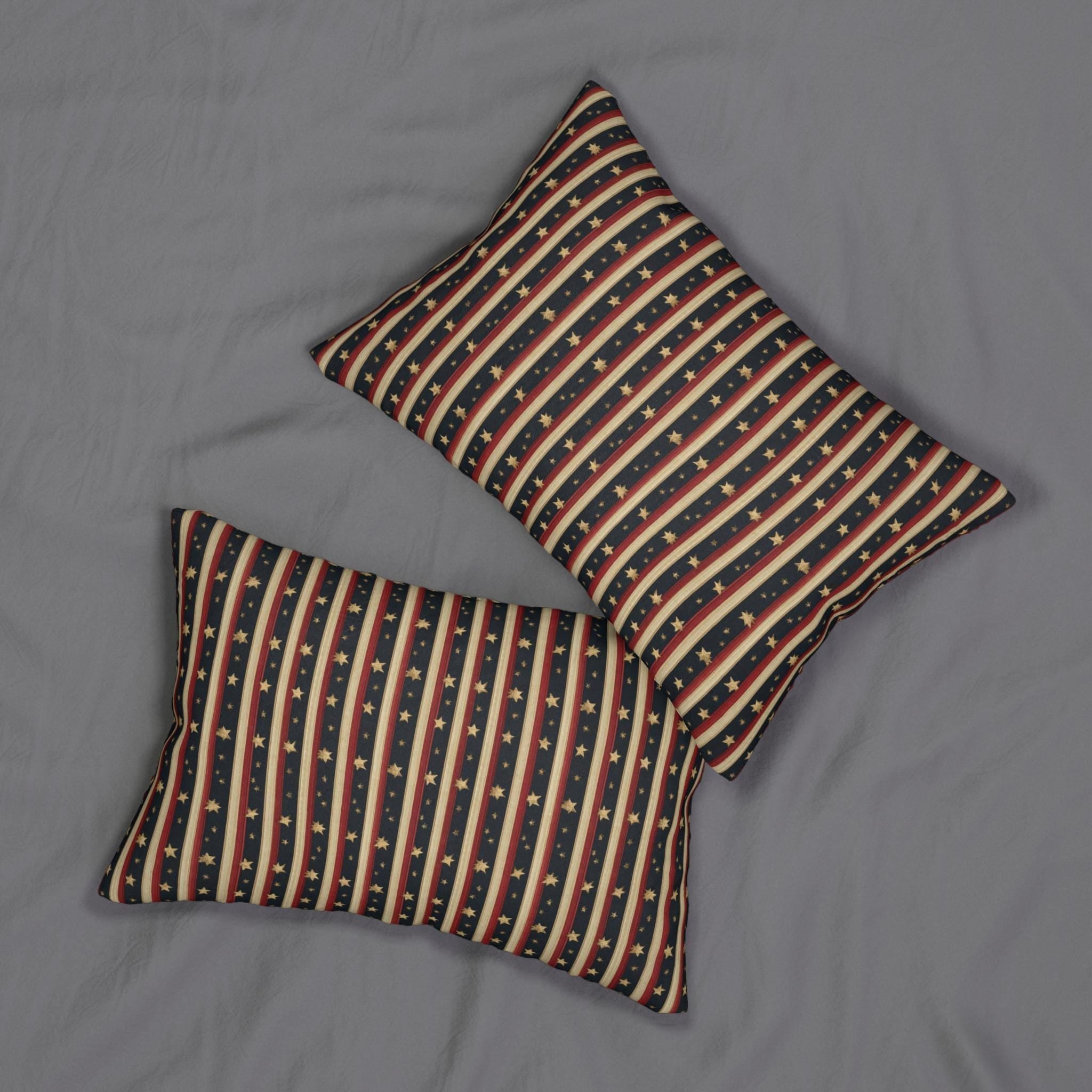 Farmhouse Patriotic Lumbar Pillow: Primitive Americana Stripe Decor
