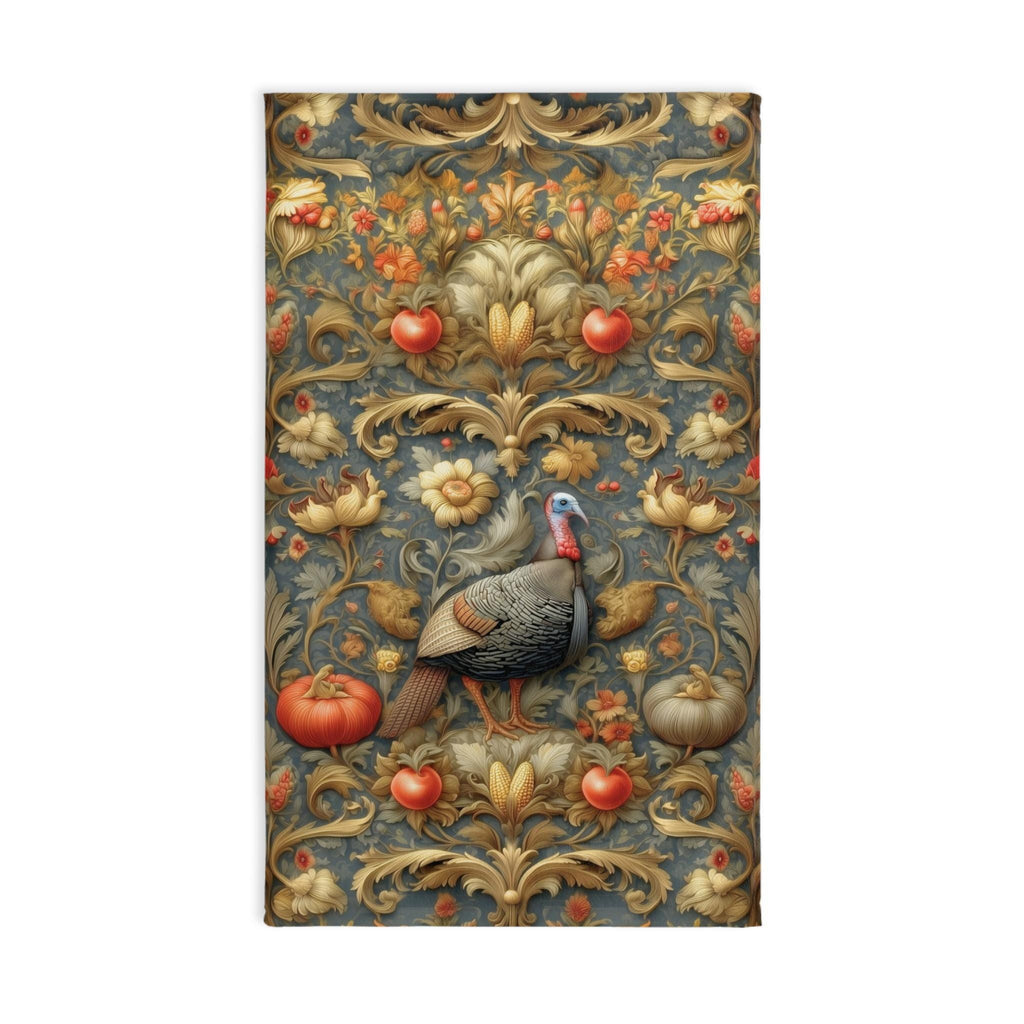 William Morris Wild Turkey Hand Towel: Autumn Harvest Thanksgiving Decor