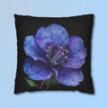 Anemone Pillow Cover: Detailed Floral Illustration, Black Background