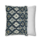 Traditional Ikat Style Pillow Cover | Dark Blue, White, Mustard Yellow | Geometric Design