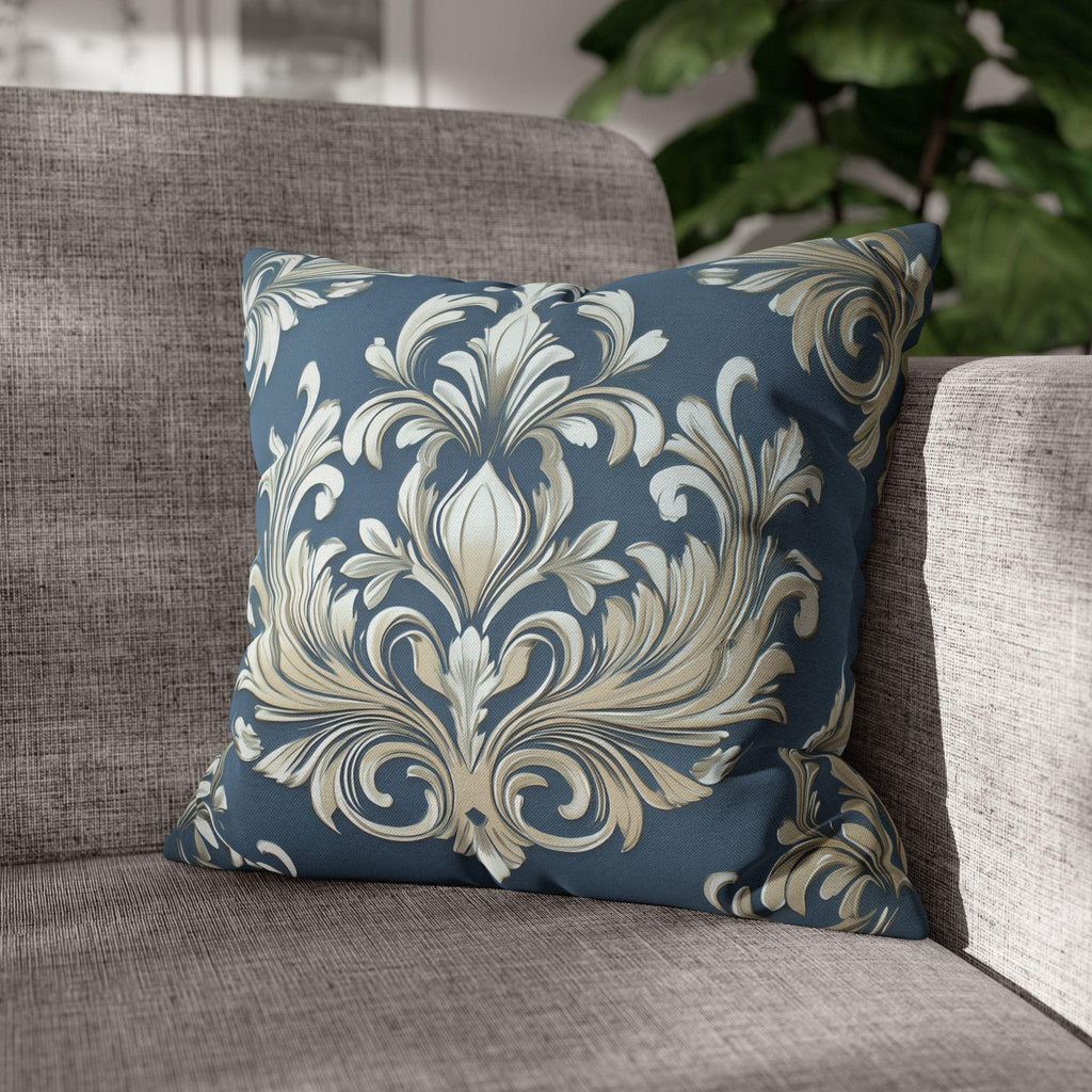 Opulent Damask Square Pillowcase: Classic Elegance for Bedroom & Living Room with Scroll Floral Design