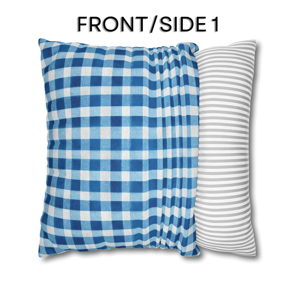 Blue Gingham Plaid Pillow Cover: Classic Farmhouse Check Accent