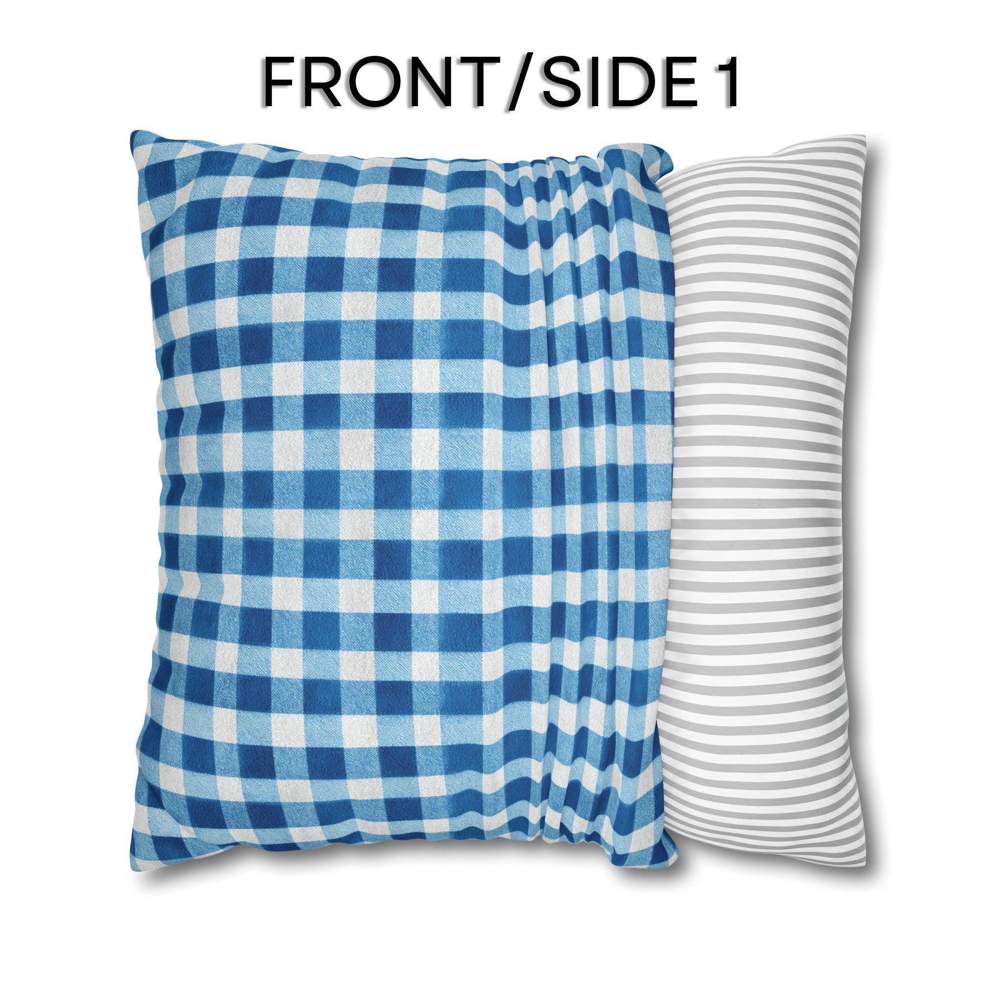 Blue Gingham Plaid Pillow Cover: Classic Farmhouse Check Accent