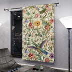 Elegant William Morris Hummingbird Floral Window Curtain Panel - Green, Blue, Gold, Pink, Purple