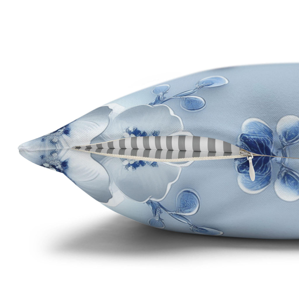 Elegant Blue & White Chinoiserie Cherry Blossom Pillow Cover | Asian-Inspired Floral Home Decor