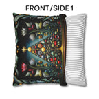 Jewel Tone Christmas Pillow Cover: Decorated Botanical Tree with Bright Ornaments and Florals