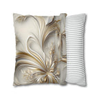 3D Rendered Elegant Christmas Ribbon Pattern Pillow Cover: Pale Gold and Silver Shimmer
