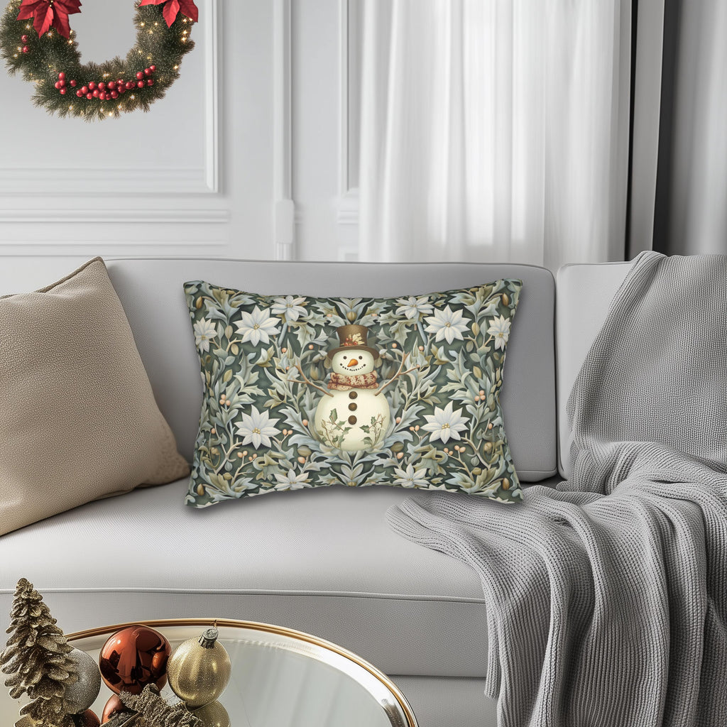 William Morris Snowman Lumbar Pillow: Holiday Home Decor