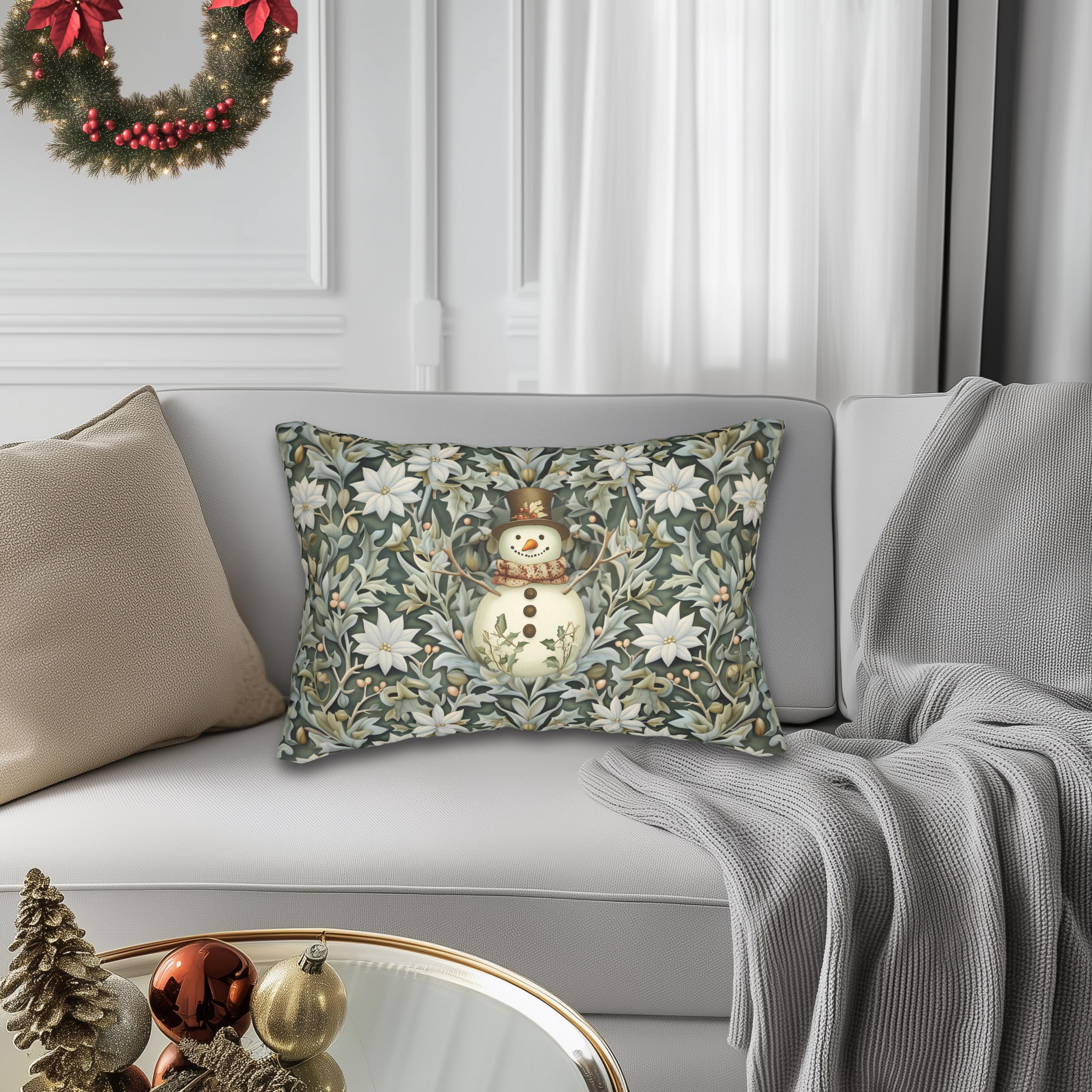William Morris Snowman Lumbar Pillow: Holiday Home Decor
