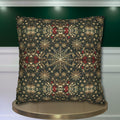 Elegant Gold Snowflake Poinsettia Square Pillow Cover: Holiday Tapestry Pattern for Christmas Home Decor