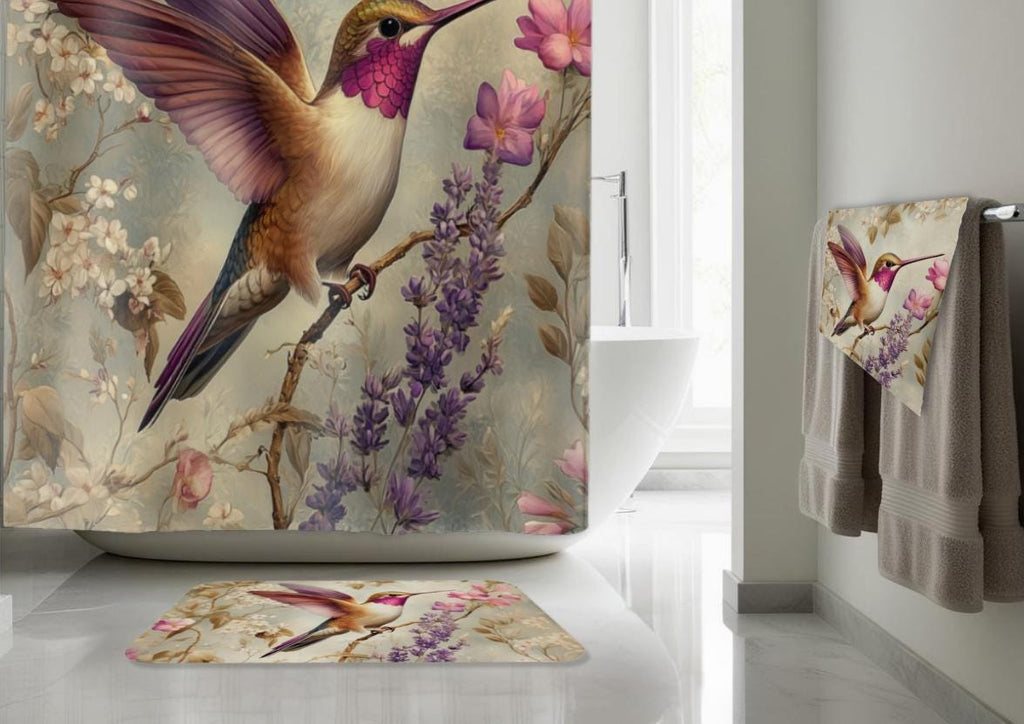 Hummingbird Bathroom Decor: William Morris Style Floral - Choose Your Piece