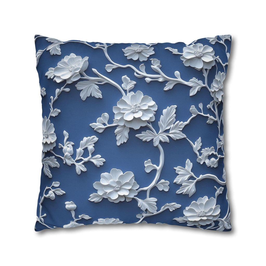Blue & White Chinoiserie Pillow Cover: Floral Home Decor