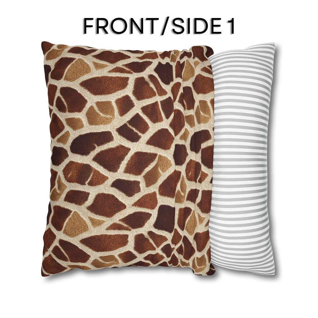 Giraffe Pattern Pillow Cover: Warm Brown and Cream Safari Accent