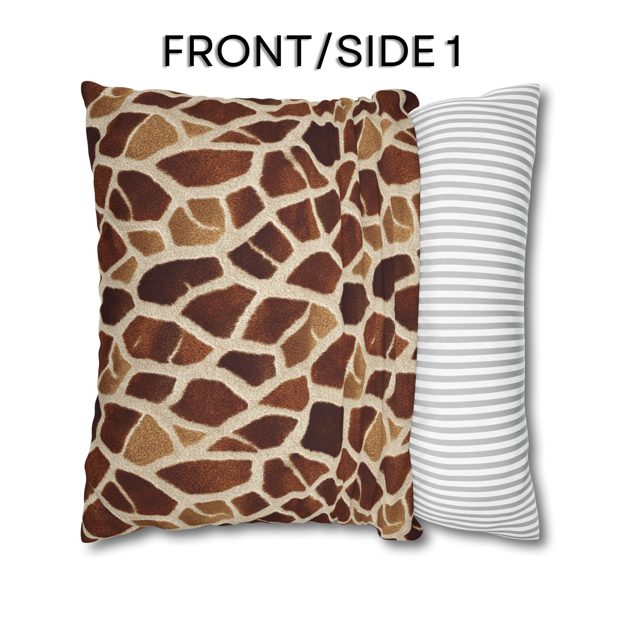 Giraffe Pattern Pillow Cover: Warm Brown and Cream Safari Accent