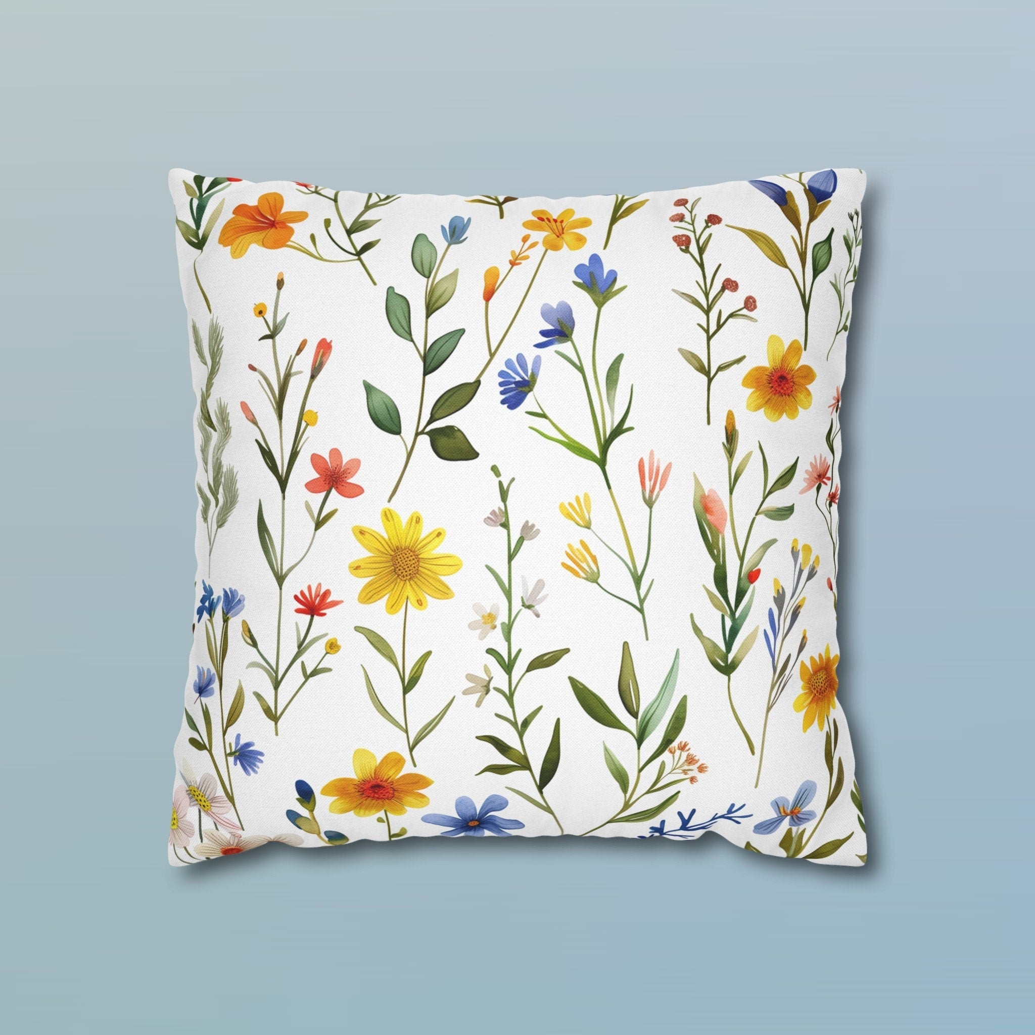 Wildflower Meadow Pillow Cover: Vibrant Floral Accent Cushion
