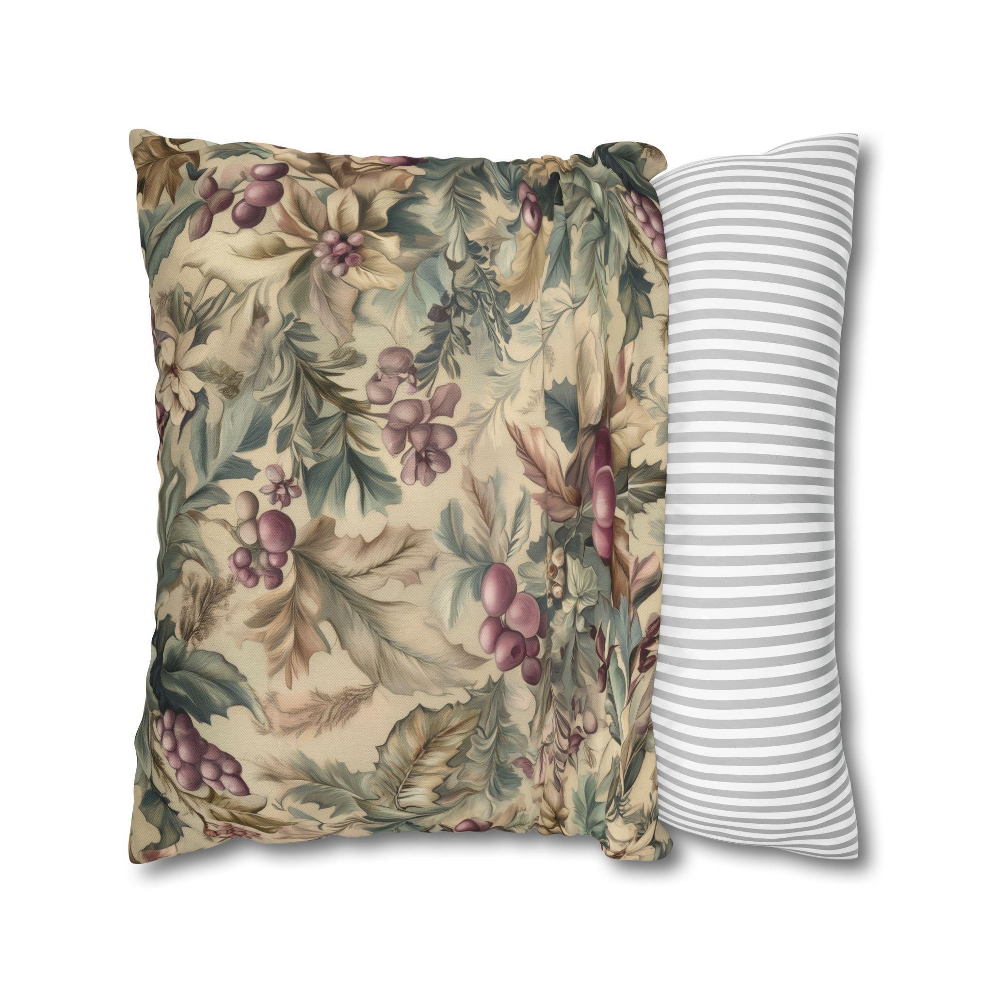 William Morris Christmas Pillow Cover: Holly Berry Arts & Crafts Style
