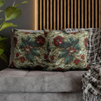 Elegant Christmas Poinsettia Pillowcase: Luxurious Floral Holiday Decor with Beige Background