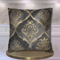 Luxurious Reversible Gold Damask Pillow Cover: Charcoal Gray Decorative Cushion for Elegant Home Decor