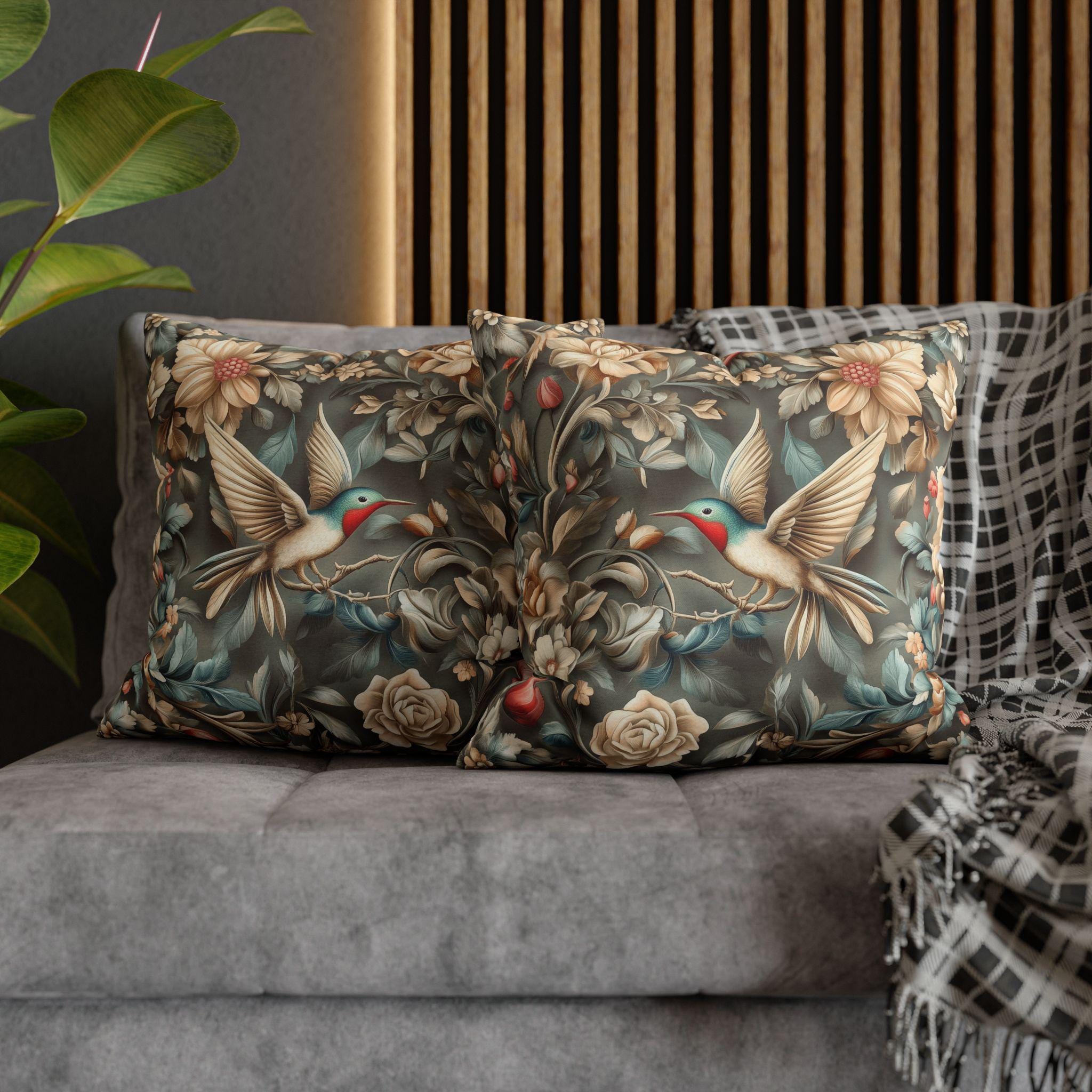 William Morris Hummingbird Botanical Pillow Cover: Vintage-Inspired Home Decor Cushion Case