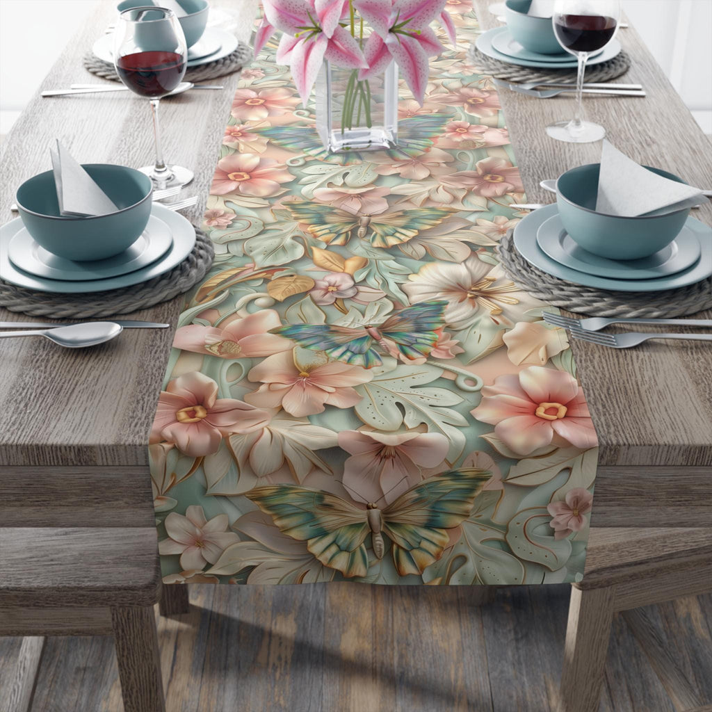 William Morris inspired Table Runner: Pastel Butterfly Garden