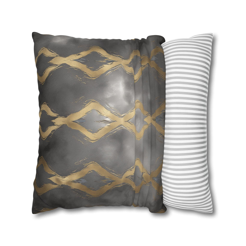 Gray & Gold Abstract Pillow Cover: Modern Glam Decor