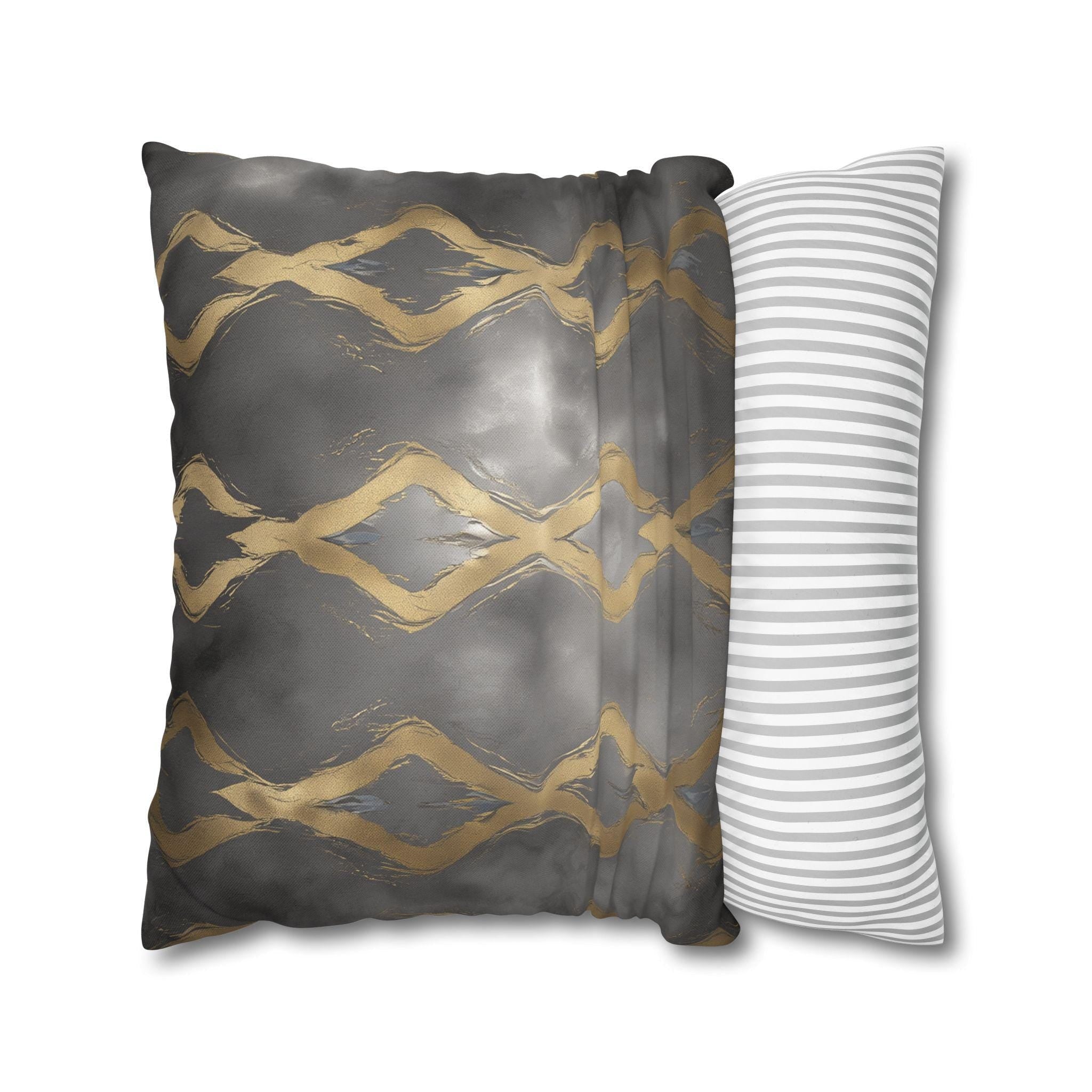 Gray & Gold Abstract Pillow Cover: Modern Glam Decor