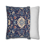 Elegant Navy Blue Floral Medallion Pillowcase: William Morris Inspired Persian Tribal Motifs Decorative Cover