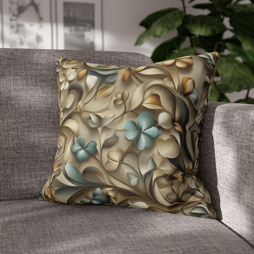 Elegant St. Patrick's Day Shamrock Pillow Cover: William Morris Inspired Botanical Square Cushion Cover