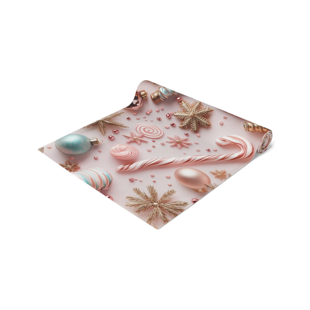 Candycore Table Runner, Pastel Pink, Minty Blue Whimsical Christmas Holiday Decor