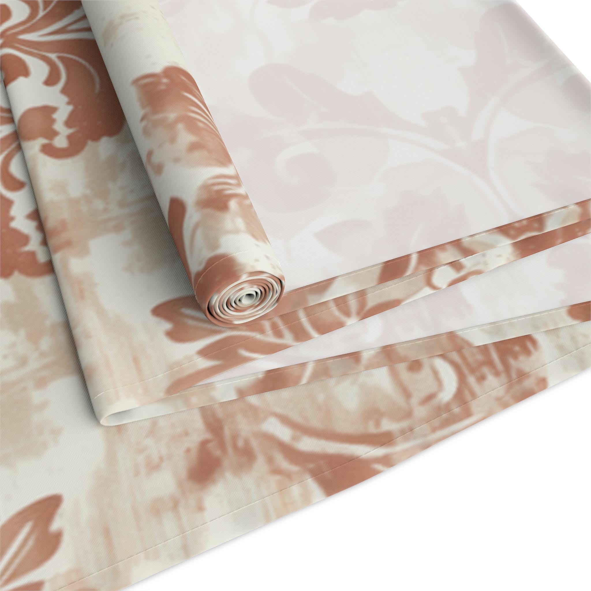 Vintage Style French Country Table Runner: Distressed Damask Cotton Rustic Farmhouse Dining Decor