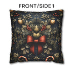 Midnight Holiday Pillow Cover: Morris-Style Christmas Theme in Navy, Gold & Red