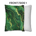 Green Waves Throw Pillow Cover: Emerald  and Deep Green with Gold Accents