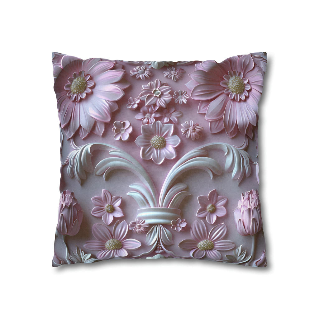 Pink Floral Coquette Pillow Cover: Rococo Style Cushion